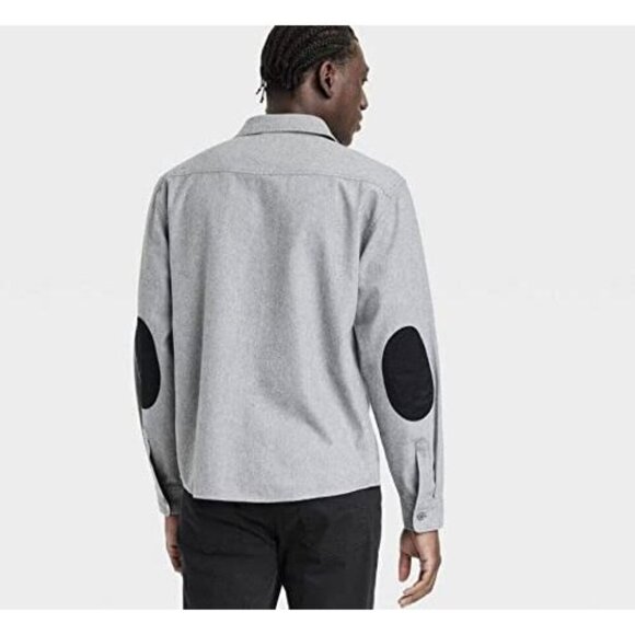 Goodfellow & Co Men's Heavyweight Flannel Button-Down Shirt, Large, Gray - Picture 2 of 2